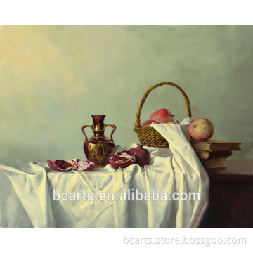 Teapot and fruit on table art painting wall decoration